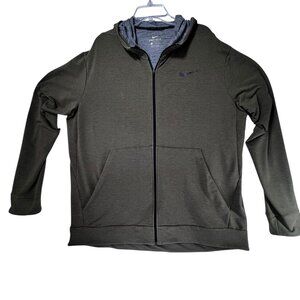 Nike Mens Dri-Fit Full Zip Hoodie Jacket Olive Green Lightweight Pockets XL